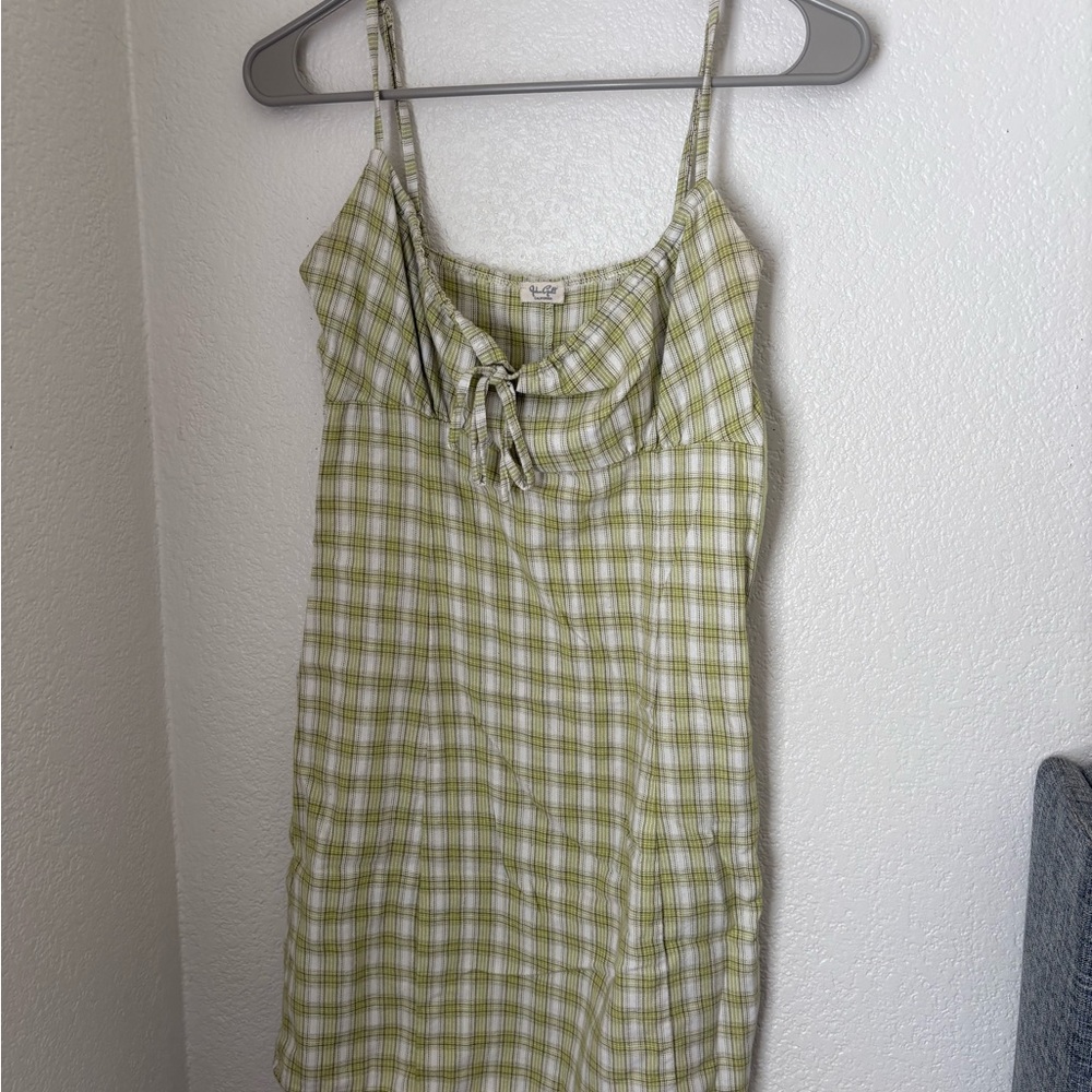 Brandy Melville Green Plaid Midi Dress